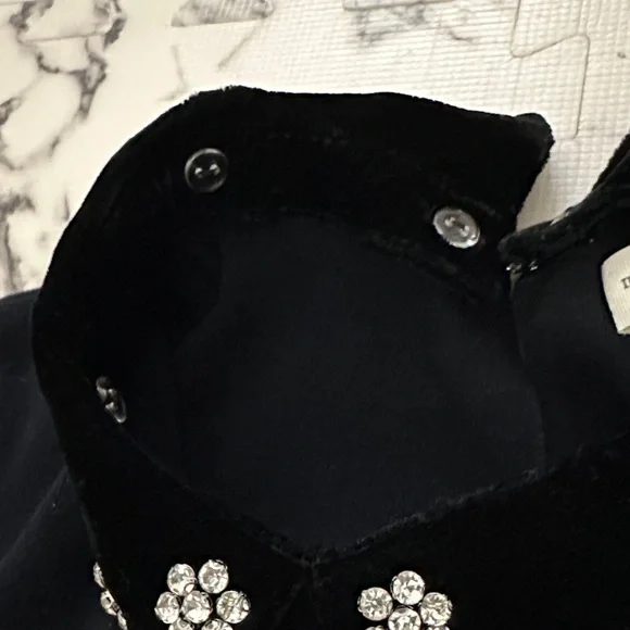 Maison Jules Black Long Sleeve Top with Detachable Jewel Collar - Picture 4 of 6